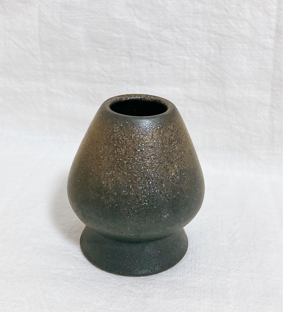 Matcha set hand-carved black bamboo whisk (100 teeth) with holder